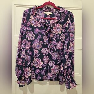 Loft Floral Ruffle Blouse